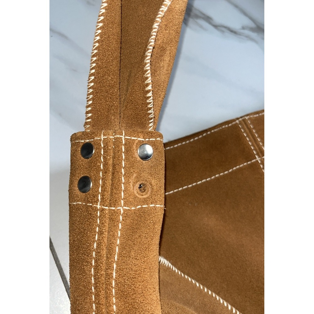 Handmade Suede Leather Wide Strap Crossbody Bag Brown Slouchy Artisan Boho UK - Picture 9 of 16